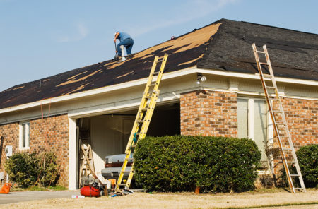 Man working on a roof